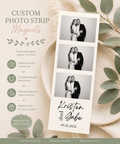 Custom photo strip magnet personalized with photos, names and date by StickItSomewhere Magnet Co.